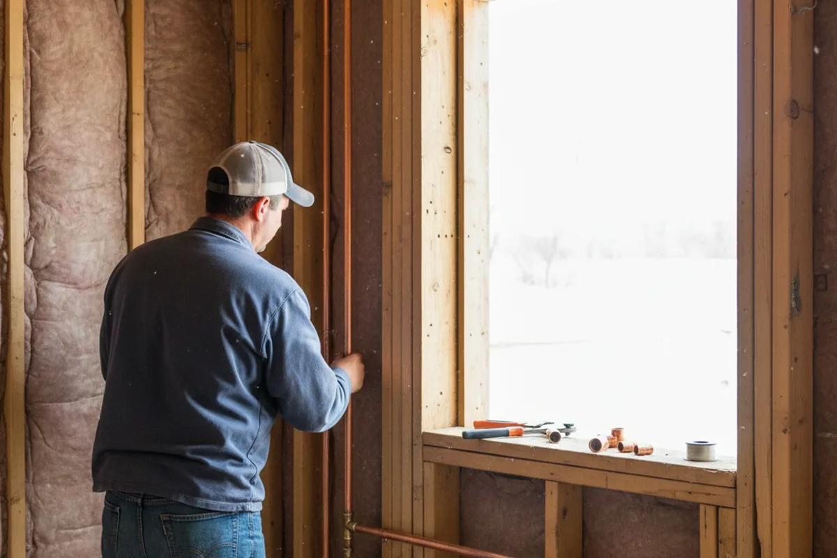 Licensed plumber running new copper supply lines in a Saint Elmo home