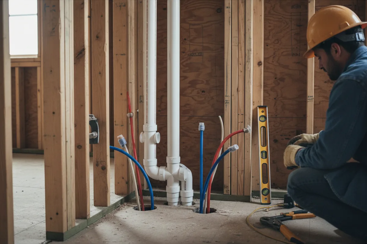 Drain and supply rough-in during Drain Cleaning in Saint Elmo