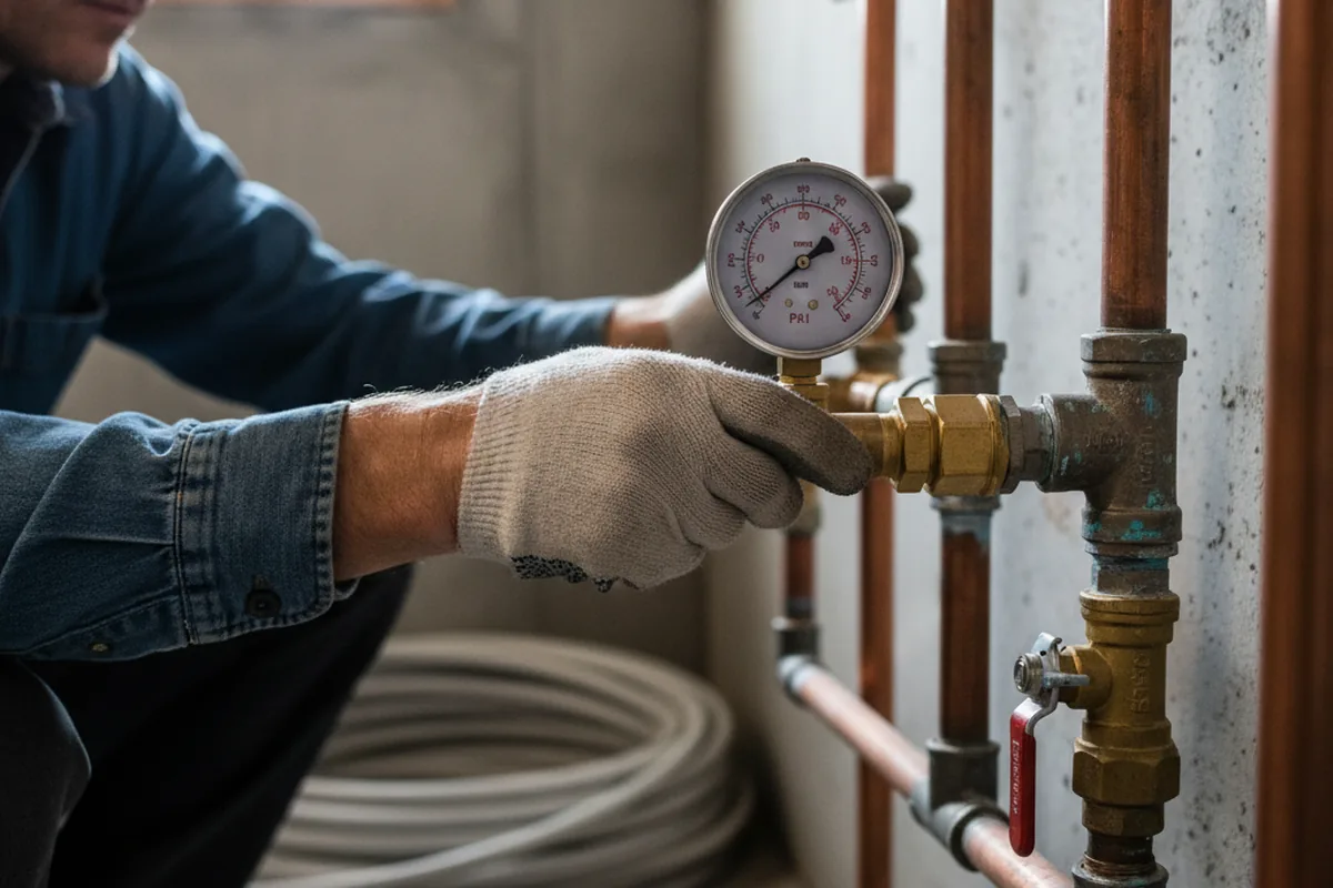 Pressure testing a repaired line during Water Line Repair in Saint Elmo